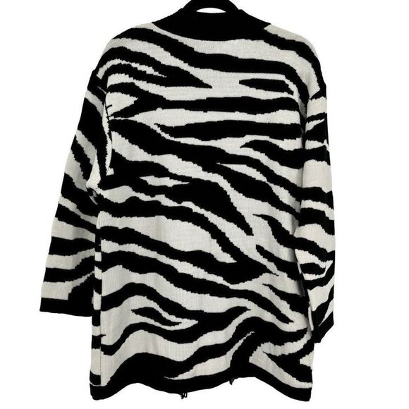 Diane Von Furstenberg Vintage Zebra Print Duster Cardigan Sweater Medium - Picture 7 of 8